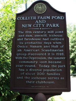 Collyer Farm Pond and New City Park Marker image. Click for full size.