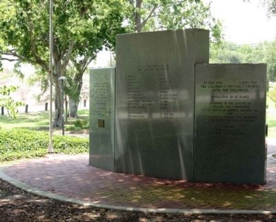 USS Columbia CL-56 Memorial Marker, rear view image. Click for full size.