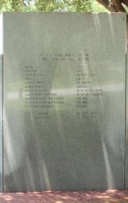 USS Columbia CL-56 Memorial Marker center rear panel image. Click for full size.