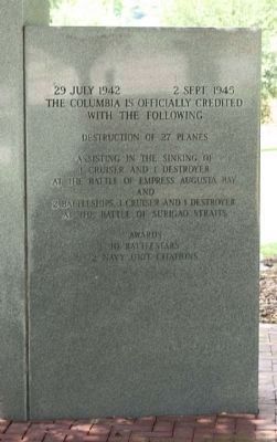 USS Columbia CL-56 Memorial Marker, rear right panel image. Click for full size.