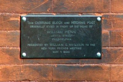 William Penn Carriage Block and Hitching Post Marker. Click for full size. William Penn Carriage Block and Hitching Post Marker image. Click for full size.