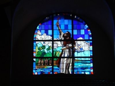Stained Glass window of Fr. Luis de Cancer image. Click for full size.