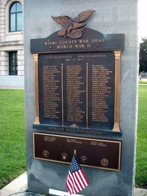 Miami County (Indiana) W. W. II War Memorial Marker. Click for full size. Miami County (Indiana) W. W. II War Memorial Marker image. Click for full size.