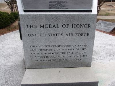 The Medal of Honor Marker text on base of memorial image. Click for full size.