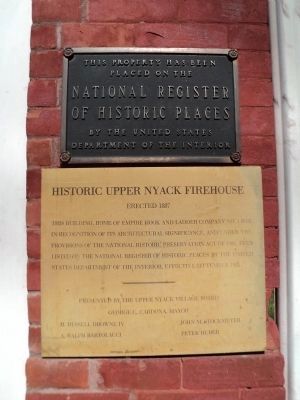 Historic Upper Nyack Firehouse Markers. Click for full size. Historic Upper Nyack Firehouse Markers image. Click for full size.