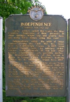 Independence Marker (Side B). Click for full size. Independence Marker (Side B) image. Click for full size.