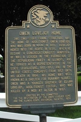 Owen Lovejoy Home Marker image. Click for full size.