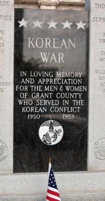 Center Panel - - Korean War Honor Roll - Grant County (Indiana) Marker. Click for full size. Center Panel - - Korean War Honor Roll - Grant County (Indiana) Marker image. Click for full size.