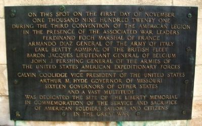 Liberty Memorial Dedication Site Marker image. Click for full size.