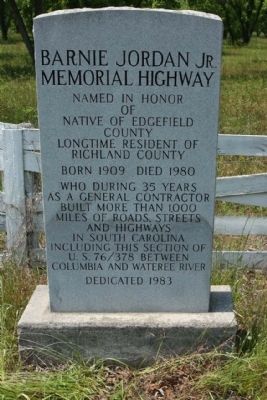 Barnie Jordan Jr. Memorial Highway Marker image. Click for full size.