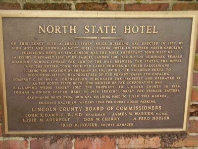 North State Hotel Marker image. Click for full size.