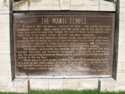The Manti Temple Marker image. Click for full size.