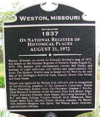 Weston, Missouri Marker image. Click for more information.