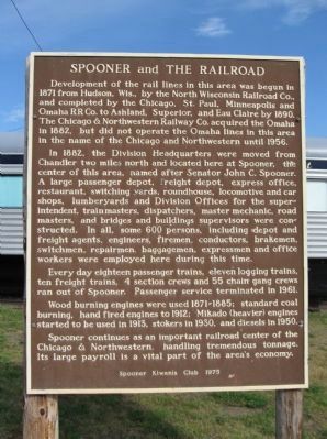 Spooner and The Railroad Marker image. Click for full size.