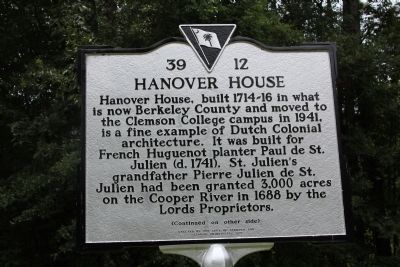 Hanover House Marker (front) image. Click for full size.
