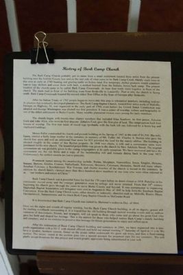 Bark Camp Church History. Click for full size. Bark Camp Church History image. Click for full size.