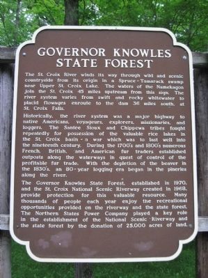 Governor Knowles State Forest Marker image. Click for full size.