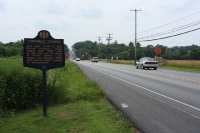 Conewago Chapel Marker, seen looking west along York Road image. Click for full size.