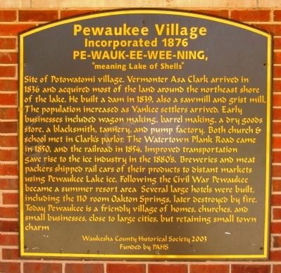 Pewaukee Village Marker image. Click for full size.