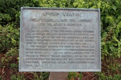 14th Ohio Infantry. Marker. Click for full size. 14th Ohio Infantry. Marker image. Click for full size.