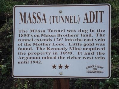 Massa (Tunnel) Adit Marker image. Click for full size.