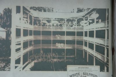Old photo of people in the Spring House enjoying the benefits of the White Sulpur Springs. image. Click for full size.