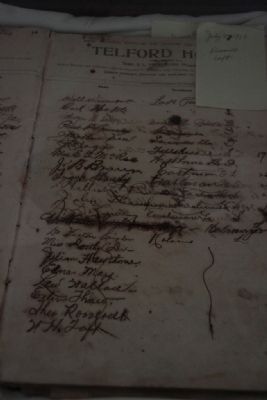 Telford Hotel's Guest book dated July 27, 1913. image. Click for full size.