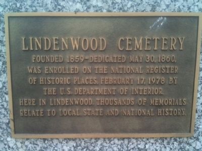 Lindenwood Cemetery Marker. Click for full size. Lindenwood Cemetery Marker image. Click for full size.