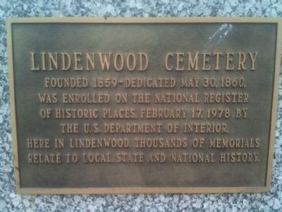 Lindenwood Cemetery Marker image. Click for full size.