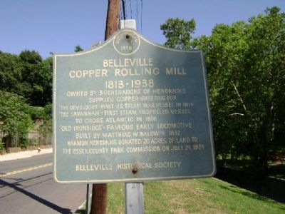 Belleville Copper Rolling Mill 1813-1938 Marker image. Click for full size.