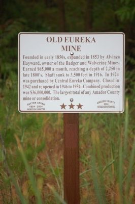 Old Eureka Mine Marker. Click for full size. Old Eureka Mine Marker image. Click for full size.