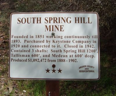 South Spring Hil Mine Marker image. Click for full size.
