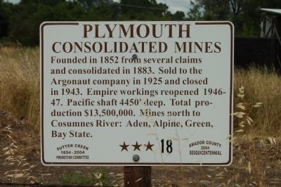 Plymouth Consolidated Mines Marker image. Click for full size.