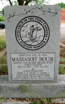 Massasoit House Marker (front) image. Click for full size.