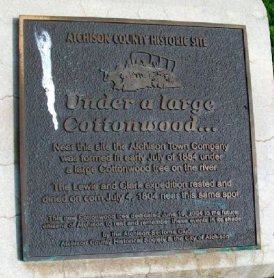Under a large Cottonwood... Marker. Click for full size. Under a large Cottonwood... Marker image. Click for full size.