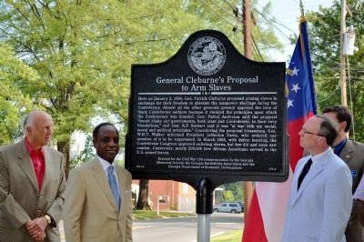 Dedication of the "General Cleburnes Proposal to Arm Slaves" Marker image. Click for full size.