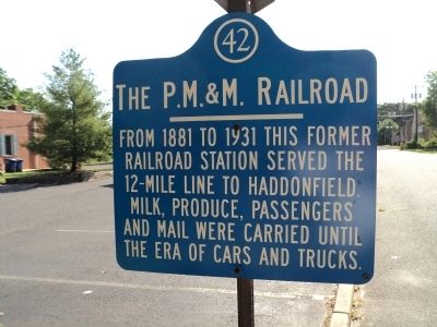 The P.M. & M. Railroad Marker image. Click for full size.
