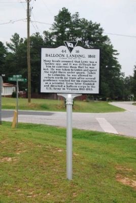 Balloon Landing, 1861 Marker<br>Reverse image. Click for full size.
