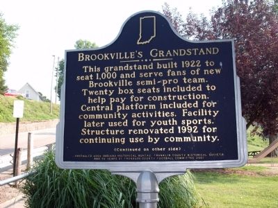 Side 'One' - - Brookville's Grandstand Marker. Click for full size. Side 'One' - - Brookville's Grandstand Marker image. Click for full size.