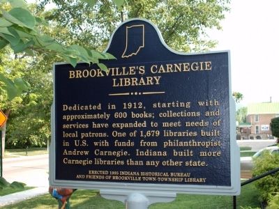 Obverse Side - - Brookville's Carnegie Library Marker image. Click for full size.