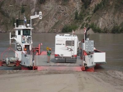 The Yukon River ferry at West Dawson. image. Click for full size.