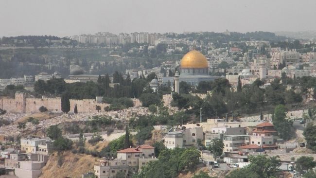 Mount Moriah, the Temple Mount (Hebrew, <i>Har Habayit</i>; Arabic, <i>Haram esh-Sharif</i>, image. Click for full size.