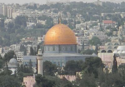 The Temple Mount: The Dome of the Rock - encompassing the Abrahamic "Foundation Stone" image. Click for full size.