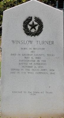 Winslow Turner Marker. Click for full size. Winslow Turner Marker image. Click for full size.