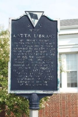 The Latta Library Marker, reverse side. Click for full size. The Latta Library Marker, reverse side image. Click for full size.