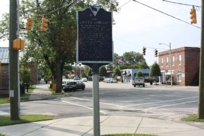 The Latta Library Marker, looking southeast down Main Street image. Click for full size.