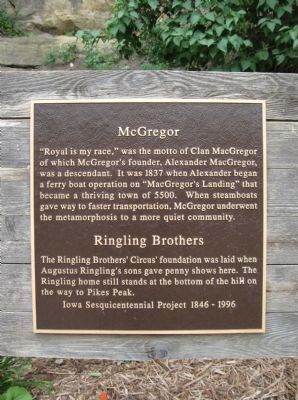 McGregor / Ringling Brothers Marker image. Click for full size.