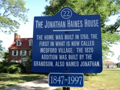 The Jonathan Haines House Marker. Click for full size. The Jonathan Haines House Marker image. Click for full size.