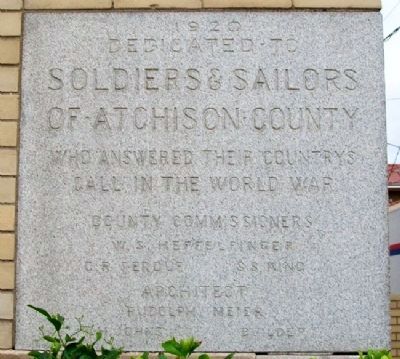 Atchison County Soldiers and Sailors Memorial Hall Cornerstone. Click for full size. Atchison County Soldiers and Sailors Memorial Hall Cornerstone image. Click for full size.
