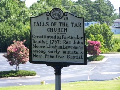 Falls of the Tar Church Marker. Click for full size. Falls of the Tar Church Marker image. Click for full size.